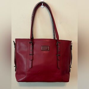 Red MOSISO PU Leather Laptop‎ Tote Bag Messenger Satchel Handbag 16X14